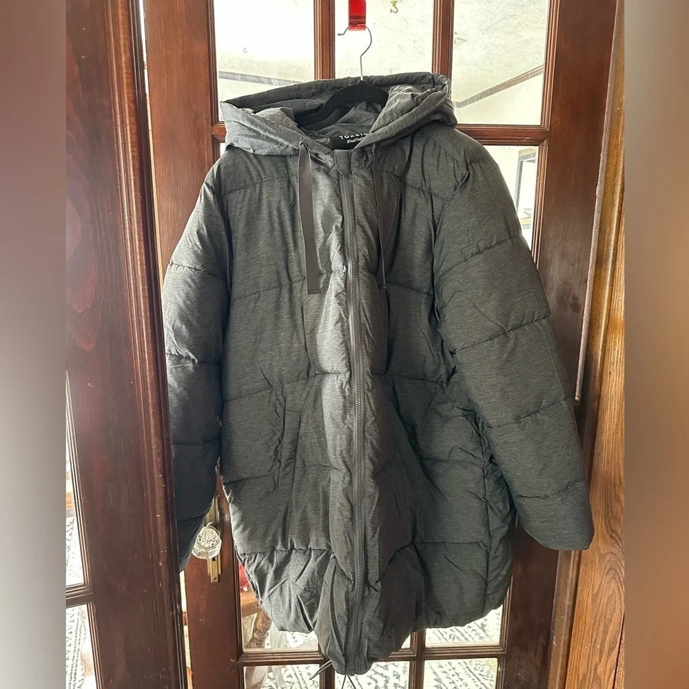 TORRID Longline Hooded Puffer NWT in space dye gray 14/16W - Picture 10 of 15